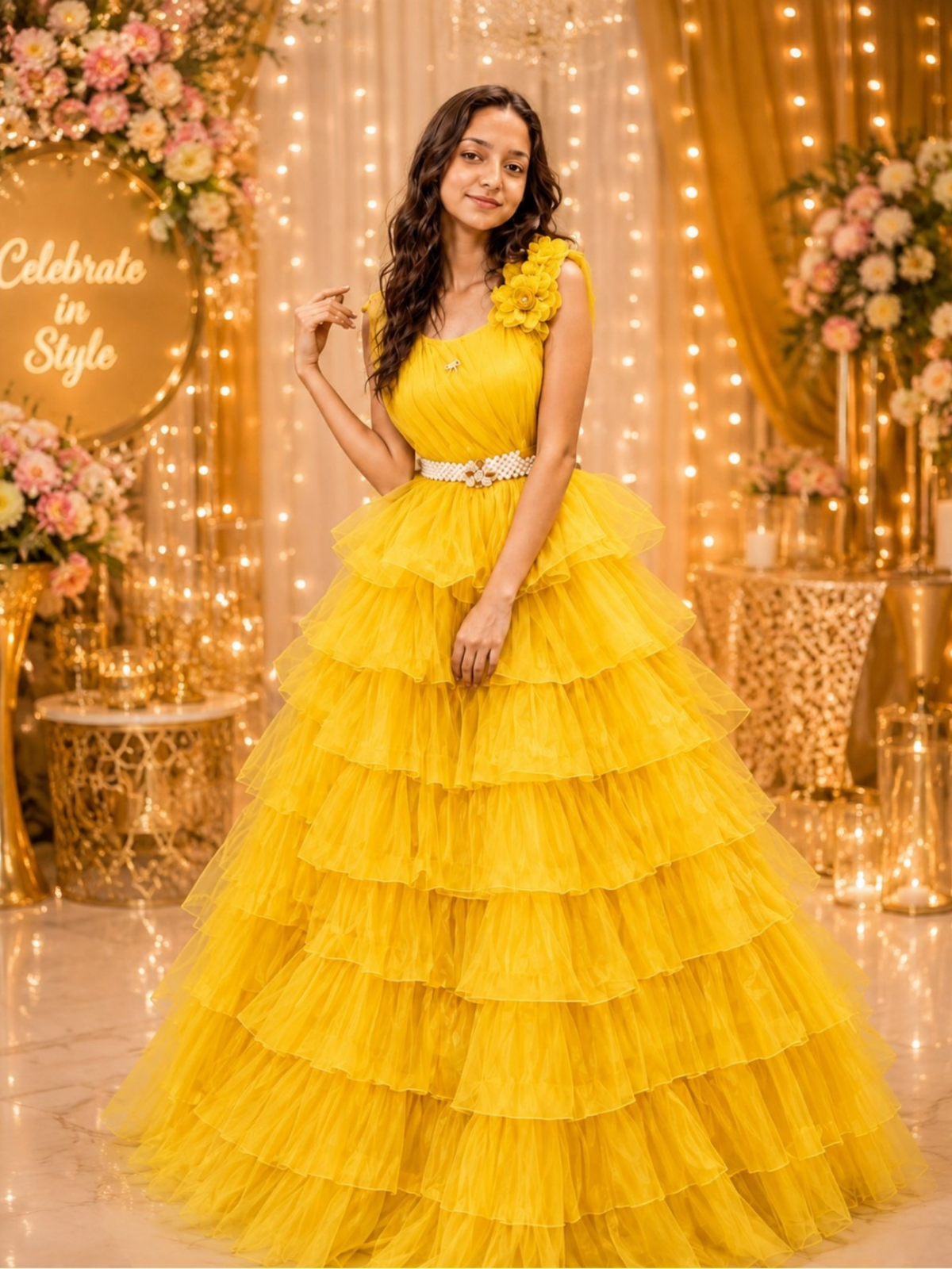 LAYERED PARTY GOWN