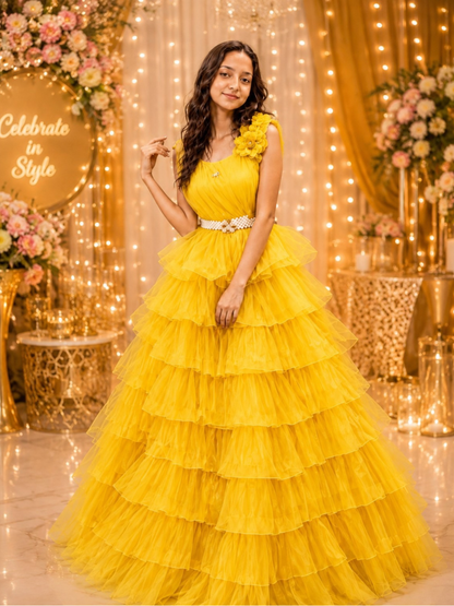 LAYERED PARTY GOWN