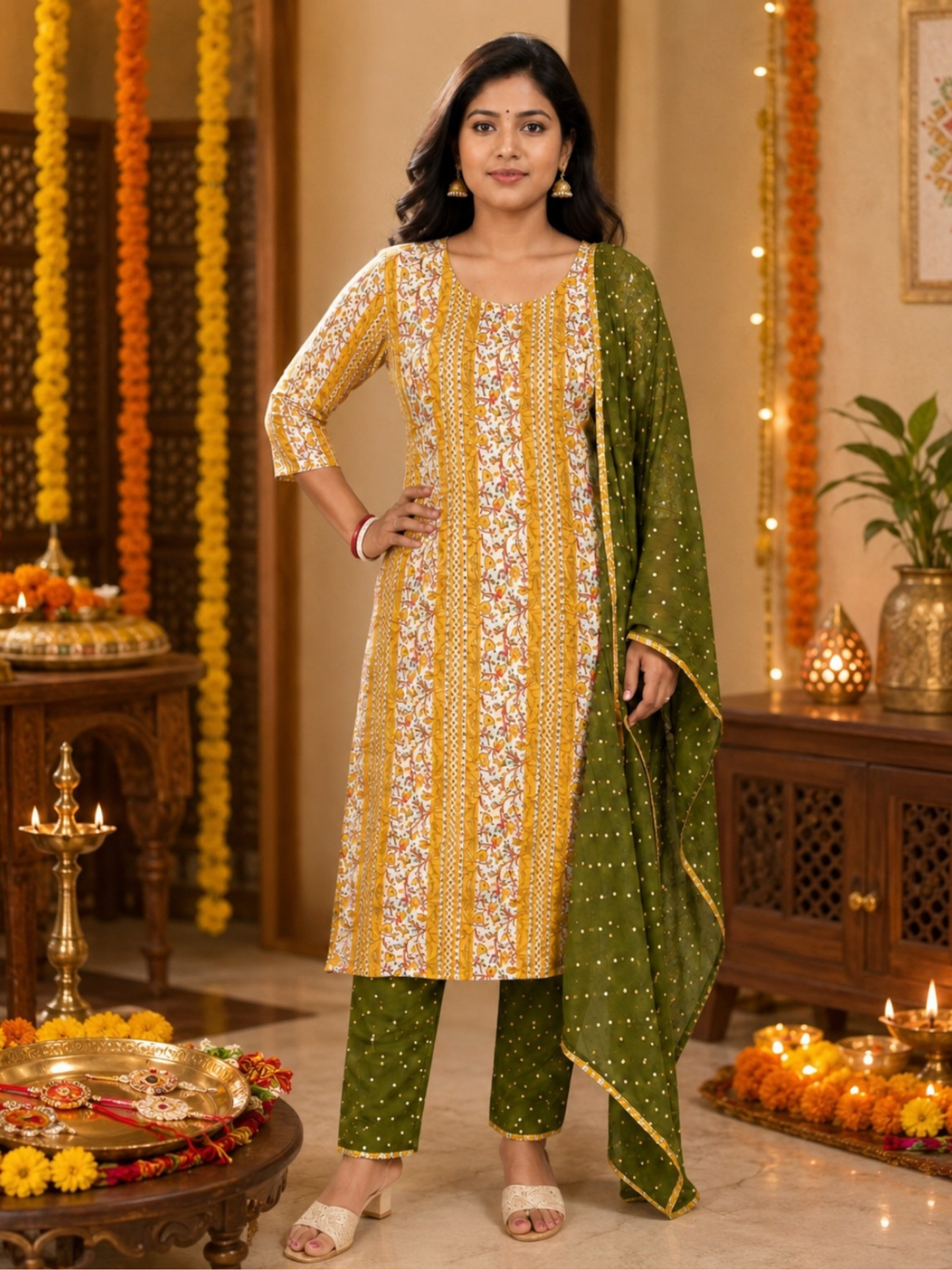 Women's Mustard Printed Kurta