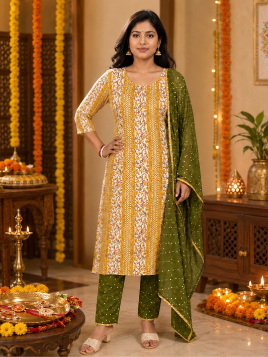 Women's Mustard Printed Kurta