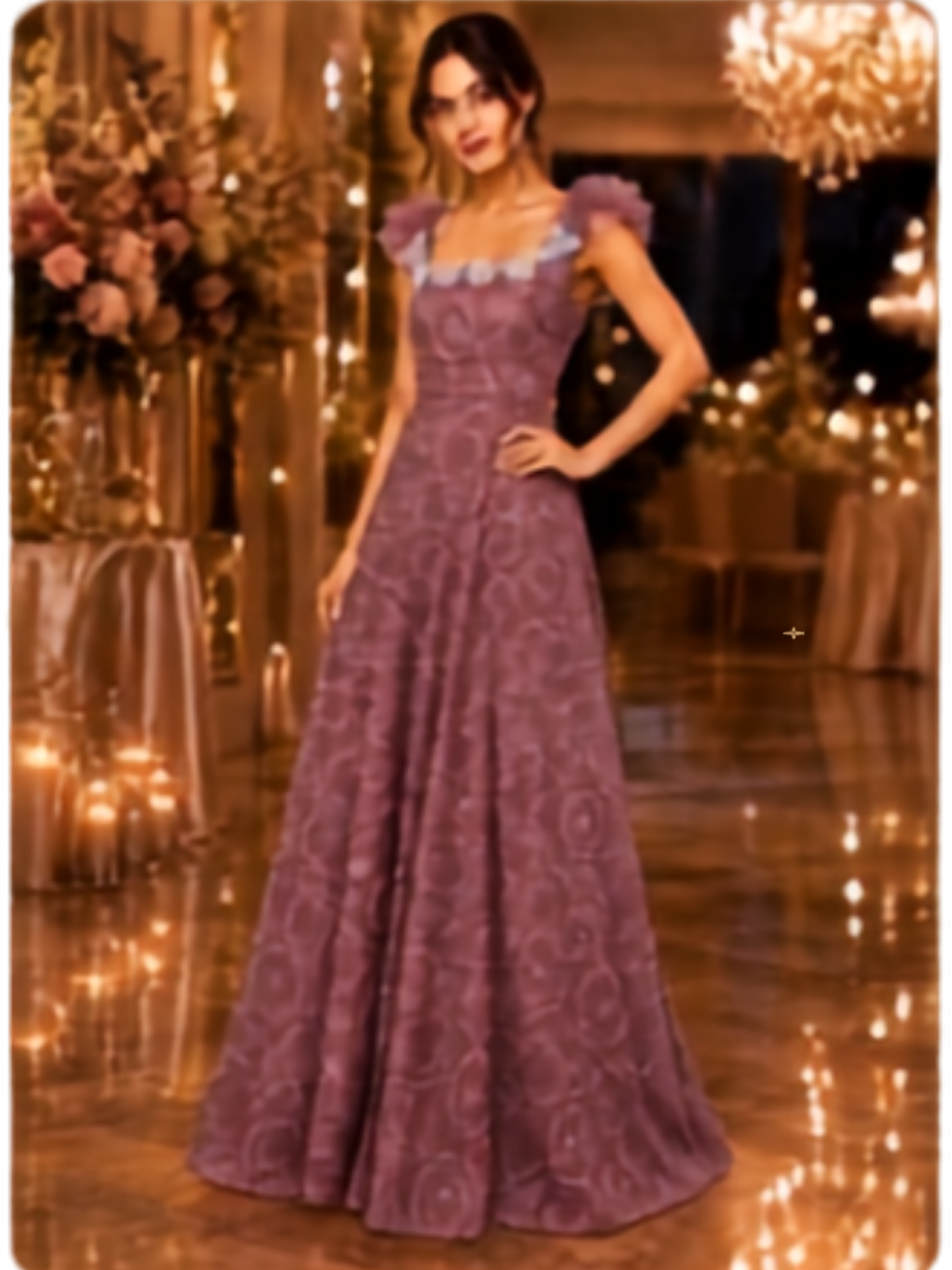 Mauve Embroidered Occasion Gown