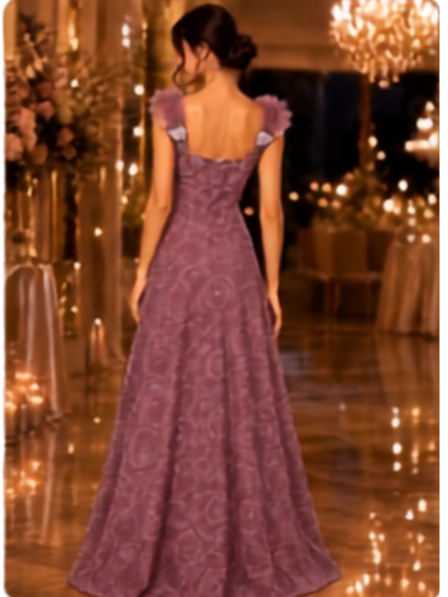 Mauve Embroidered Occasion Gown